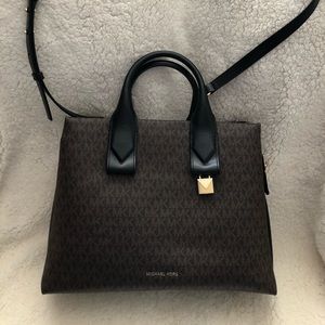 MK monogram and leather satchel. Gently used.